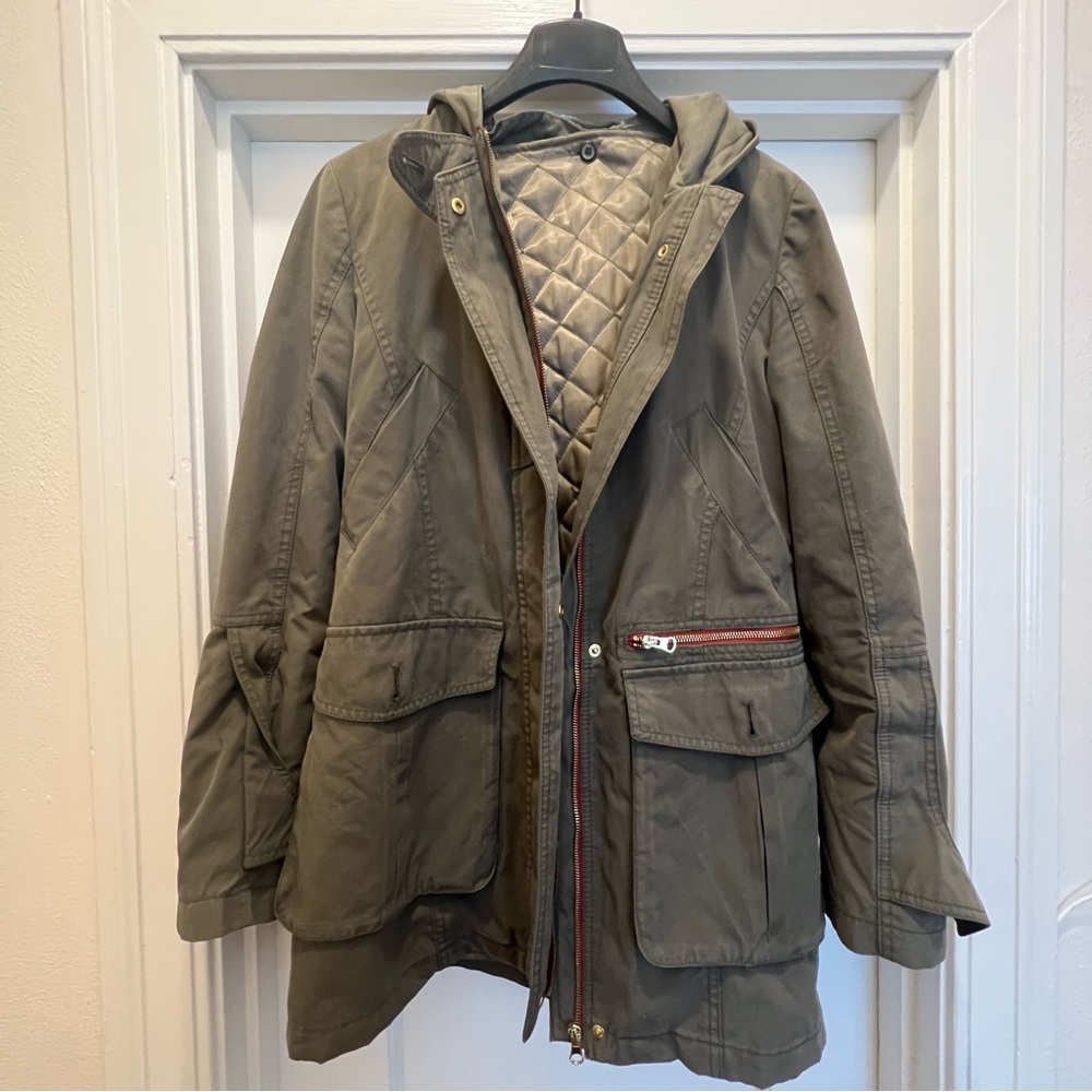 SOLD Zara Woman Khaki Green Barn / Field Jacket Quilted Lining